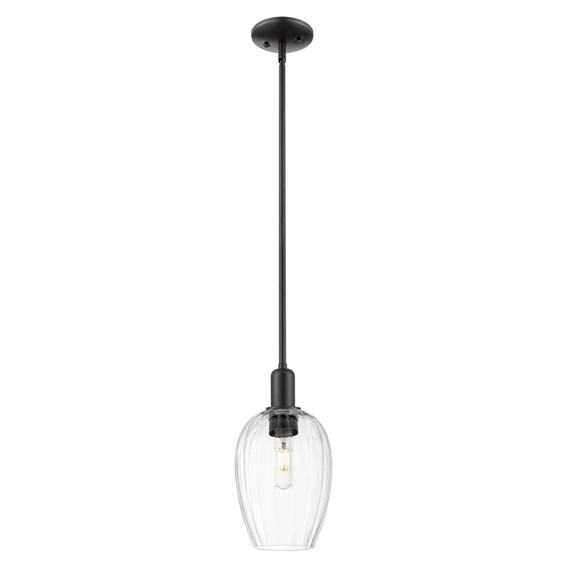Downtown Urban - Preston - Mini-luminaire suspendu avec tige en forme de flûte 6 "1 lumière - Preston, Clair, Noir mat