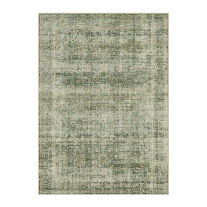 Tapis lavable rétro avec envers antidérapant Elias, Rectangulaire 8 pi x 10 pi