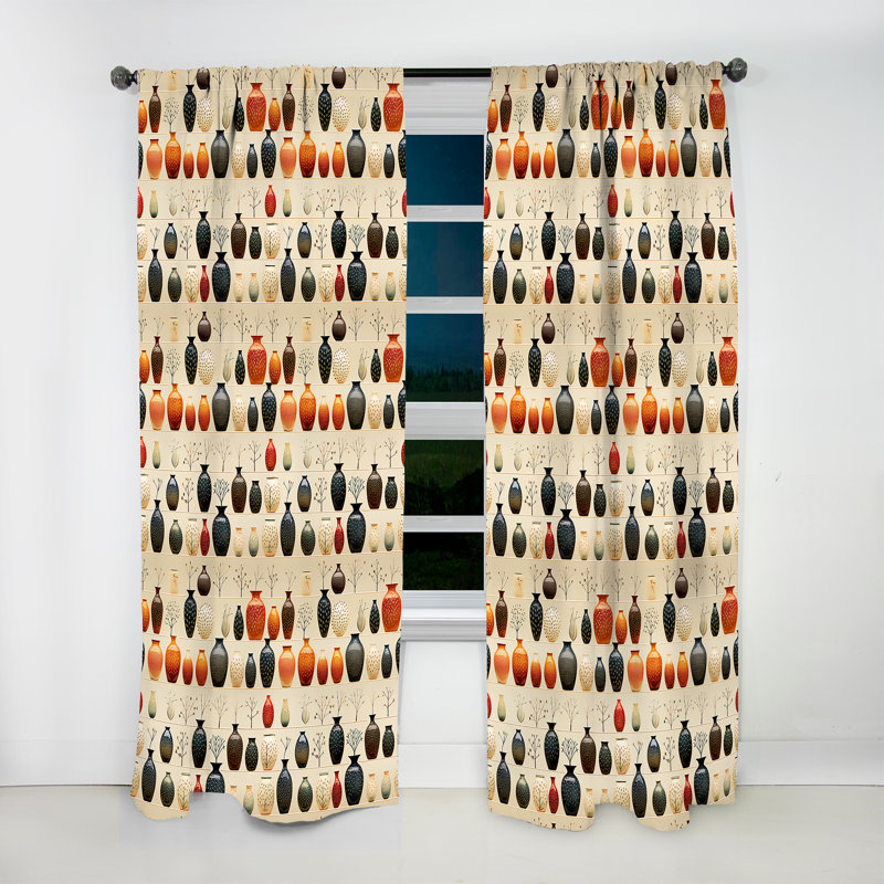 Motifs de poterie Boho - Rideau abstrait Boho - Rideau abstrait obscurcissant - 1 panneau, L 52 po x L 120 po