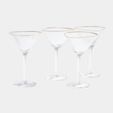 S/4 Hammered Martini Glasses-Clear W/Gold Rim