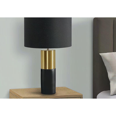 Lighting, 25"h, Table Lamp, Black Concrete, Black Shade, Contemporary
