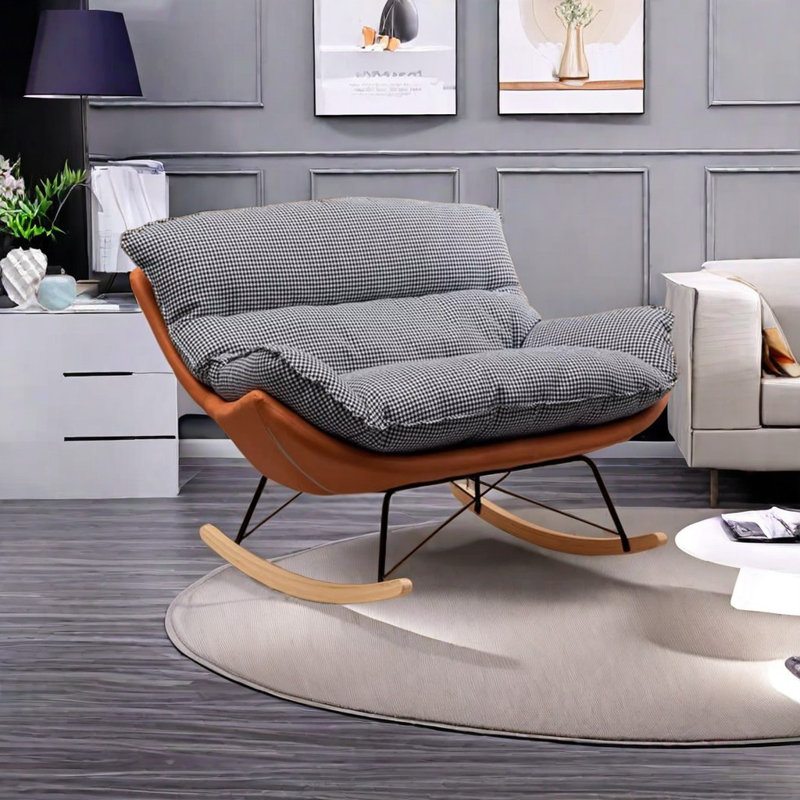 Chaise berçante double style nordique, Gris / Orange
