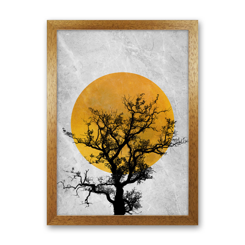 The Sunset Tree - Print, Brown Framed, 88cm H x 64cm W x 3cm D