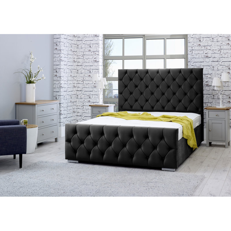 Katara Upholstered Bed, Black, Double (4'6)
