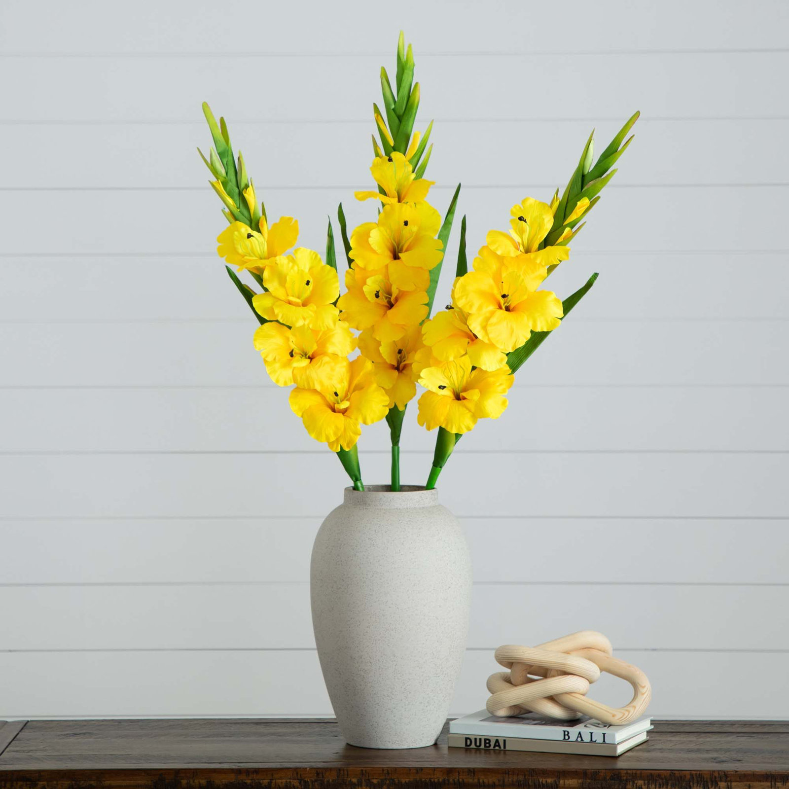 45in. Artificial Gladiolus Flower Stems, Set of 3, Yellow