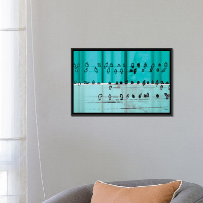 Birds On a Wire In Blue, impression sur toile tendue
