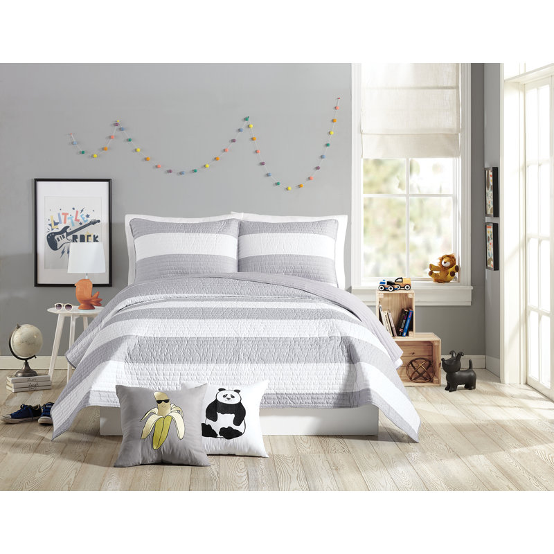 Ensemble de courtepointe réversible en microfibre Lavelle, Courtepointe double / grand + 2 taies décoratives