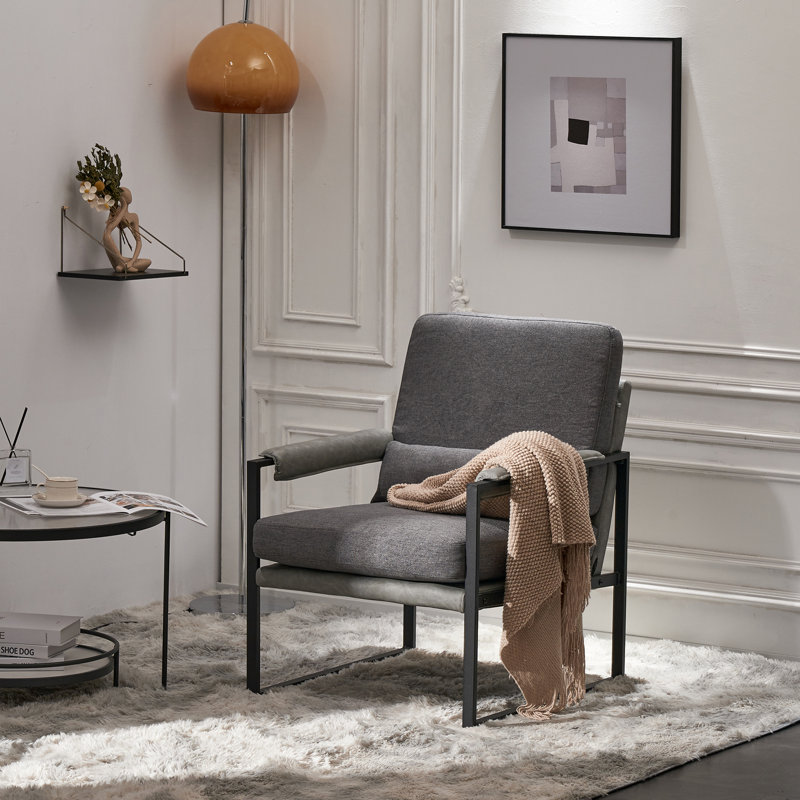 Fauteuil l 24,8 po Riner, Mélange de lin gris clair