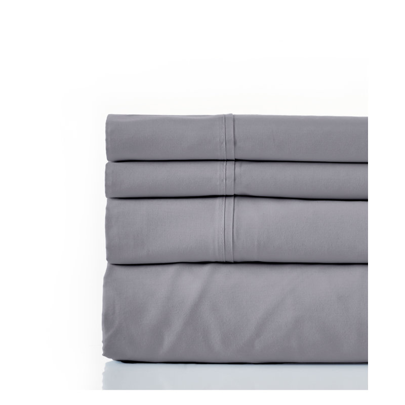 Ensemble de draps 100% coton 200 fils 200 fils, gris, Double