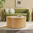 Aaric Modern Easy Assembly Round Solid Oak Wood 36" Coffee Table with Hidden Storage-1041606740