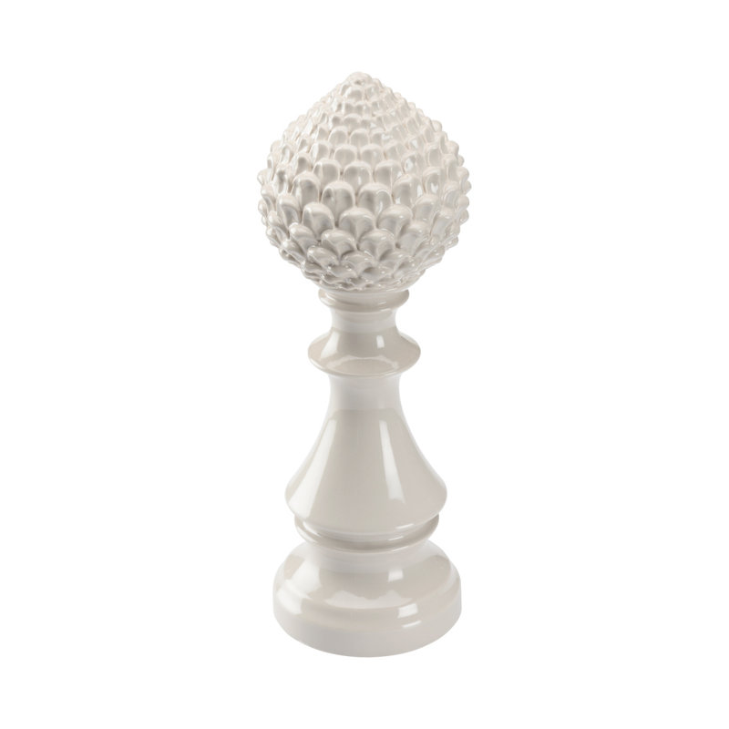 Fleuron artichaut, H 12,5 po x l 4,5 po x P 4,5 po, Glacis gris