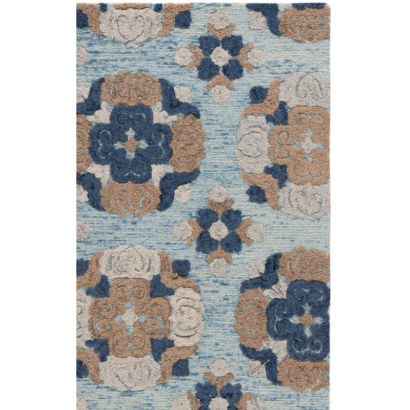 Emrick Hand Tufted Wool Floral Rug, Square 6'