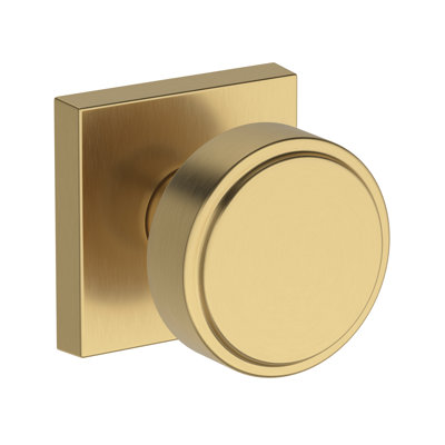 Vashon Half Dummy Knob with Contemporary Square Rose in Lifetime (PVD) Satin Brass