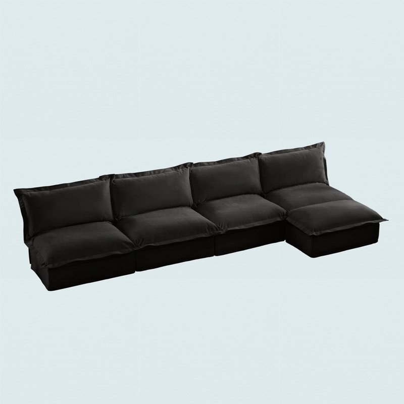 Canapé modulaire sans accoudoirs modulaire à 4 places avec repose-pieds amovible, canapé modulaire très profond pour le salon, canapé confortable comme un nuage