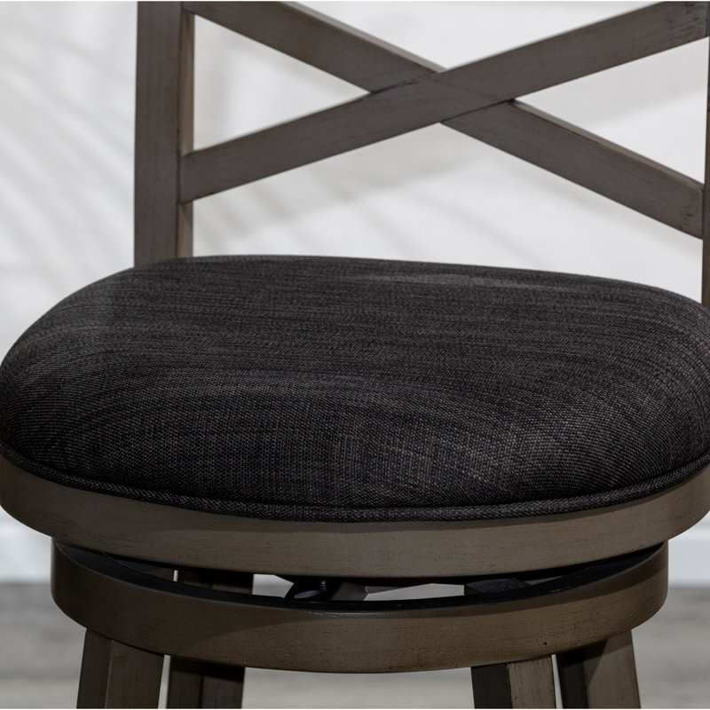 Tabouret de comptoir de 24 po avec fonction pivotante, gris vieilli, revêtement gris anthracite, rehausse l'espace, la chaise et le siège ajoutent du confort à la maison