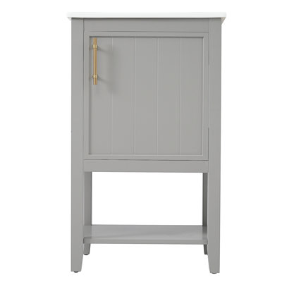 20" Bathroom Vanity With Sink, Bathroom Cabinet With Soft Closing Door, Storage Rack And Open Shelf, Grey(Old SKU:WF308492AAE)