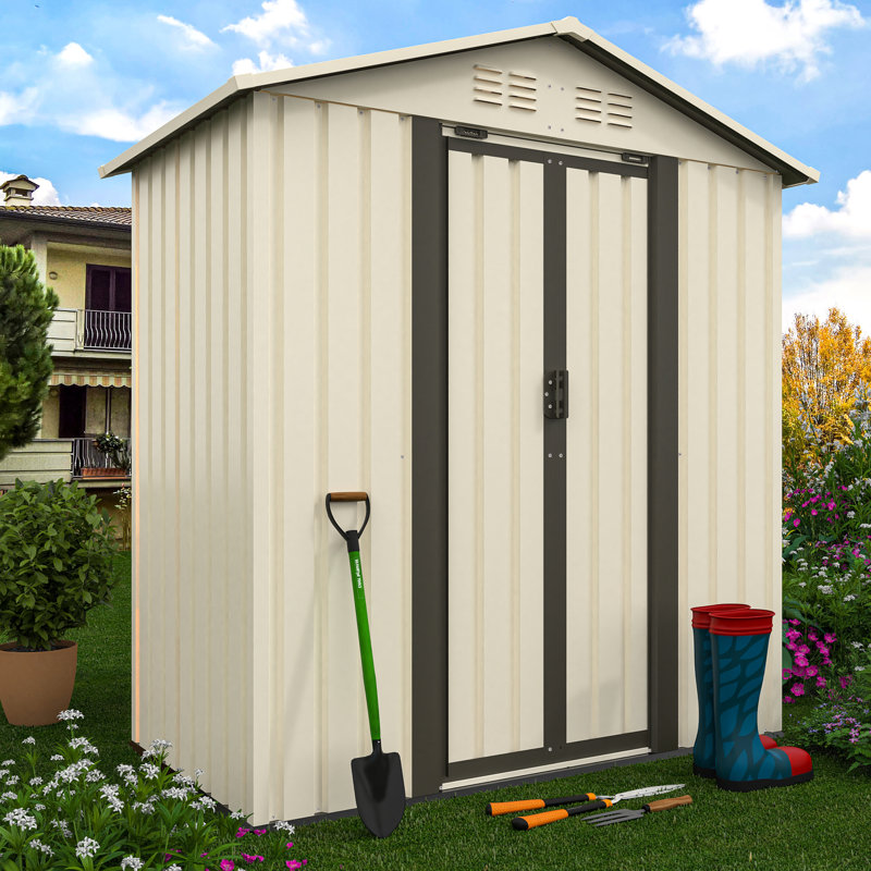 Remise de jardin pour l'extérieur, H 72,5 po x l 33,1 po x P 62,2 po, Blanc, crème
