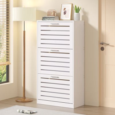 Shoe Cabinet with 3 Flip Drawers Storage for Entryway Slim Hidden Shoe Rack Organizer for Hallway, Living Room, Bedroom