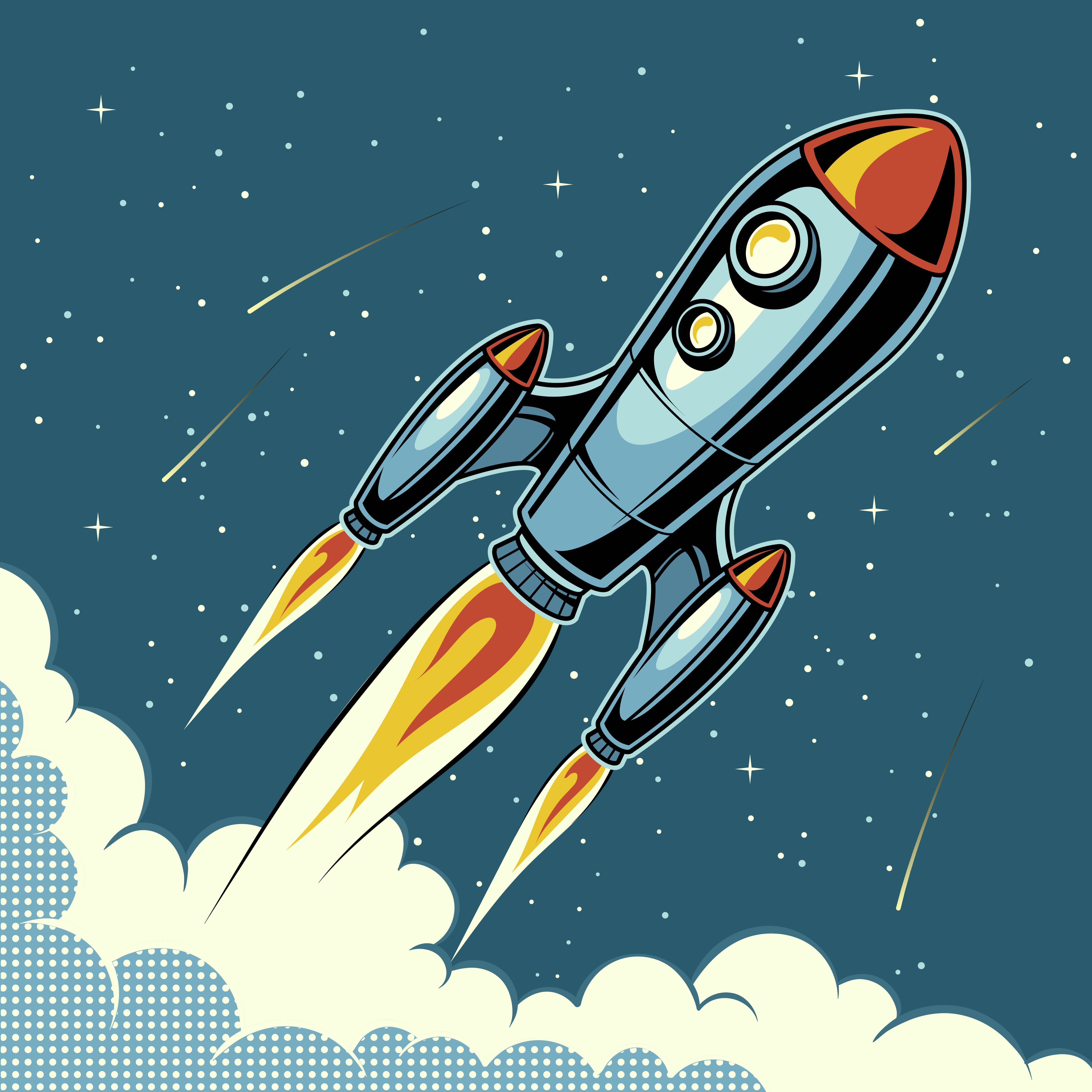 Wall Art Print Space Launch Rocket in Sky, Gifts & Merchandise