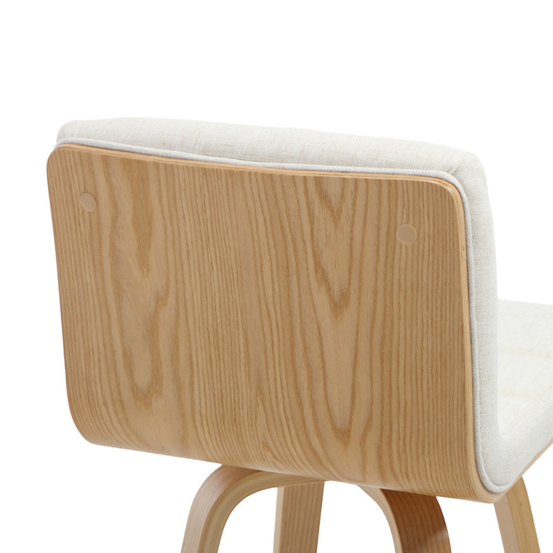 Tabouret de bar et de comptoir pivotant rembourré avec structure en bois massif, 2, Beige clair / lin