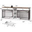 Meuble double pour cage de chien, chenil d'intérieur avec rangement et bols, meuble télé pour petits chiens de taille moyenne-1635071490