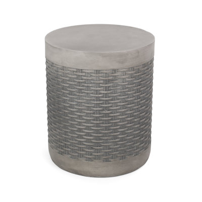 Table d'appoint Chic balcon - Béton léger, attrait de vannerie, élément de béton élégant sans assemblage, nécessaire