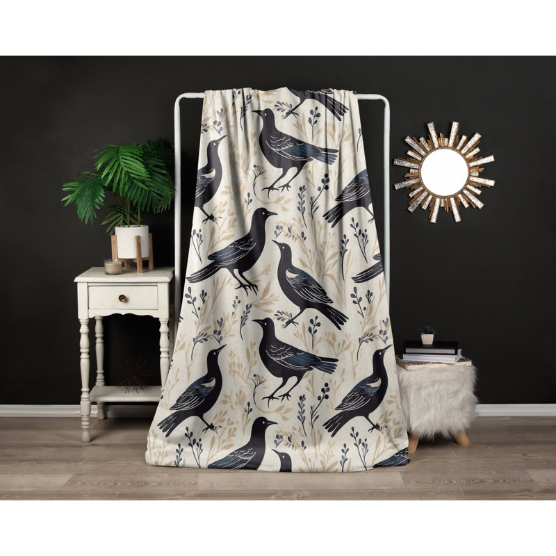 Throw Blanket, 68" W x 80" L, Animal Print/Floral, Yellow/Black