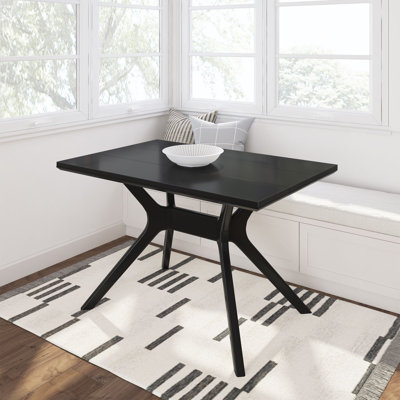 Table de salle à manger rectangulaire Verso 48 po de style moderne du milieu du siècle, noire