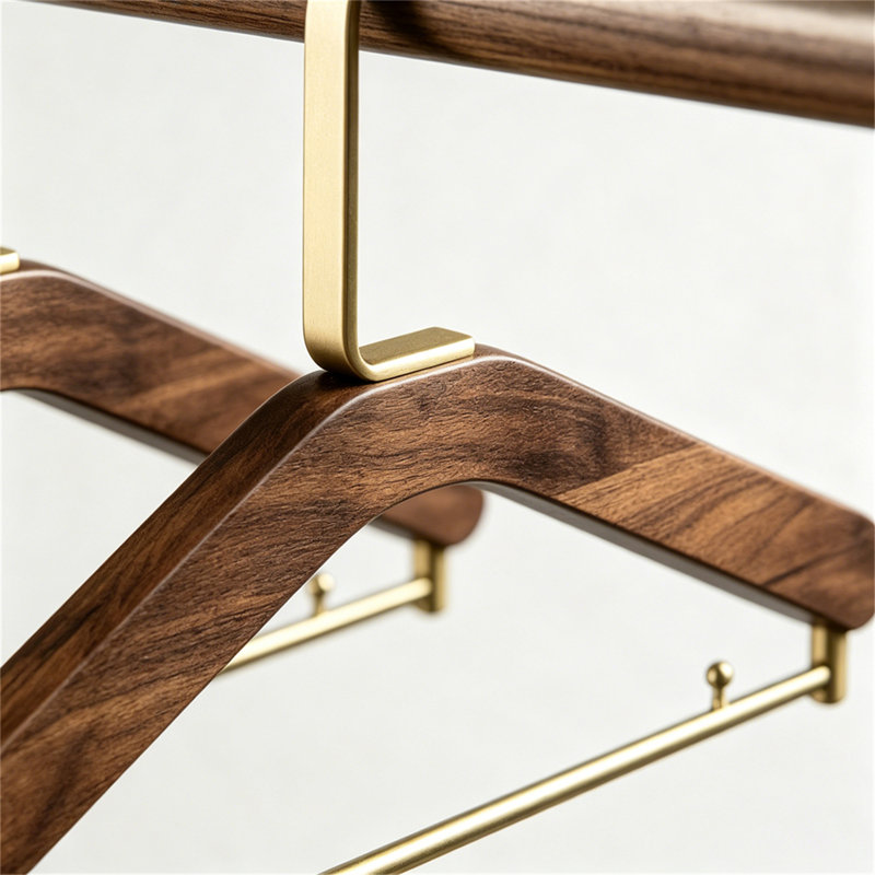Luxury Solid Wood Hanger – Black Walnut with Gold Accents