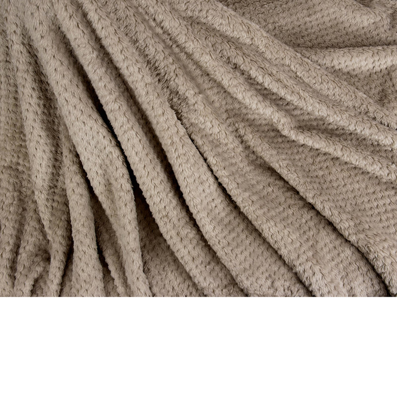 Taupe Twin Size Fleece Waffle Textured Blanket