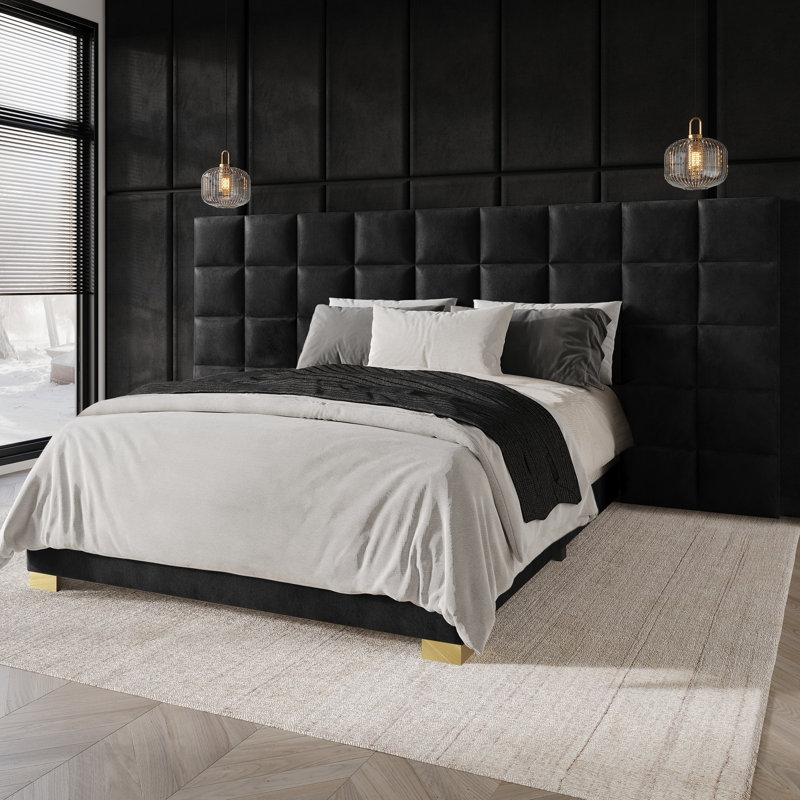 Lit tapissier standard Caryll, Très grand, Noir