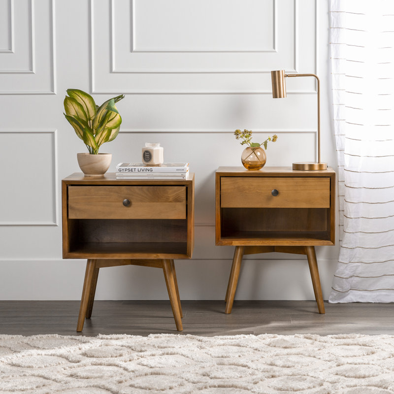 Tables de chevet Akshan Mid-Century Modern, Caramel