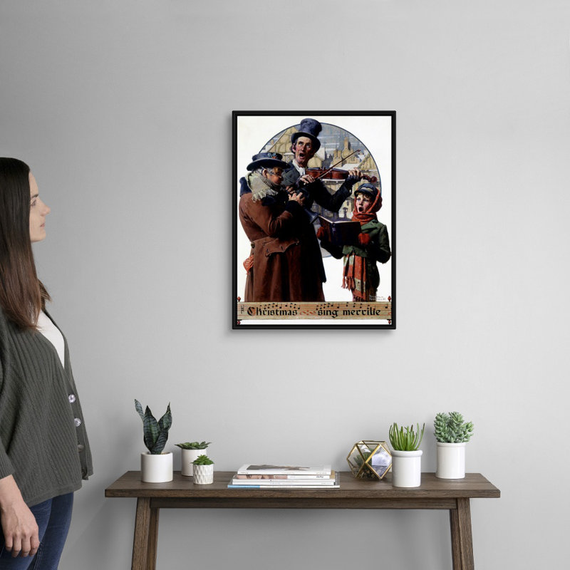 Art mural en toile Christmas Trio, H 26 po x l 20 po x P 1,75 po, Cadre flottant noir