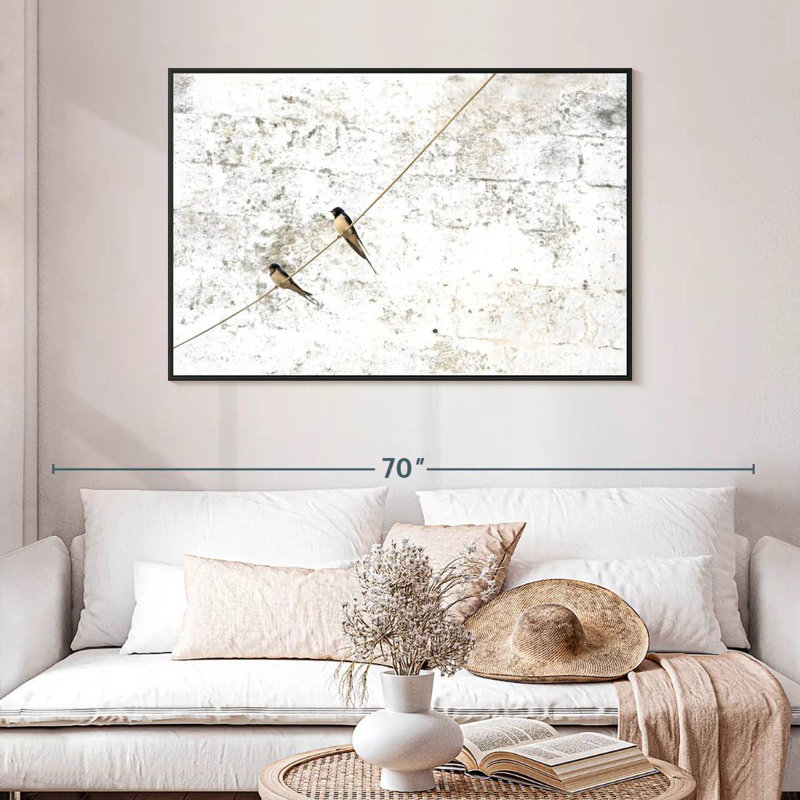 Swallow Songbirds, 46 po x 31 po, Cadre flottant noir