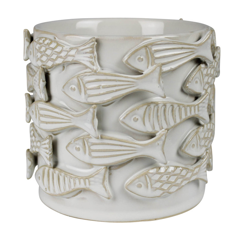 School Of Fish Cachepot, Ceramic - 4”