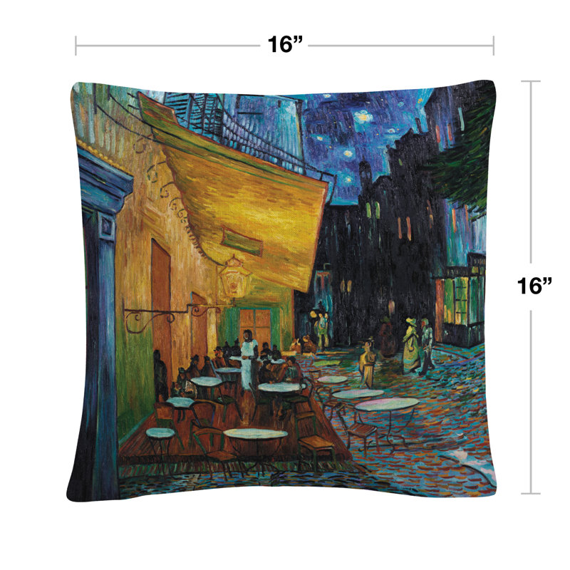 Vincent van Gogh 'Cafe Terrace' 16 x 16 Decorative Throw Pillow