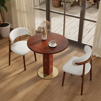 Table de salle à manger Retro Retro Table avec pieds en bois et base dorée, table pour 2 personnes pour les petits espaces