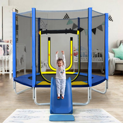 7' Hexagon Backyard Trampoline with Safety Enclosure