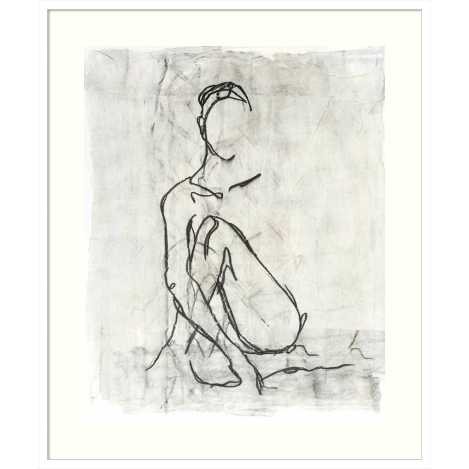 Embellished Nude Contour II Print, 25" H x 21" W, Gray Framed Paper