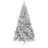 Pre-Lit Artificial Tinsel Christmas Tree - Silver