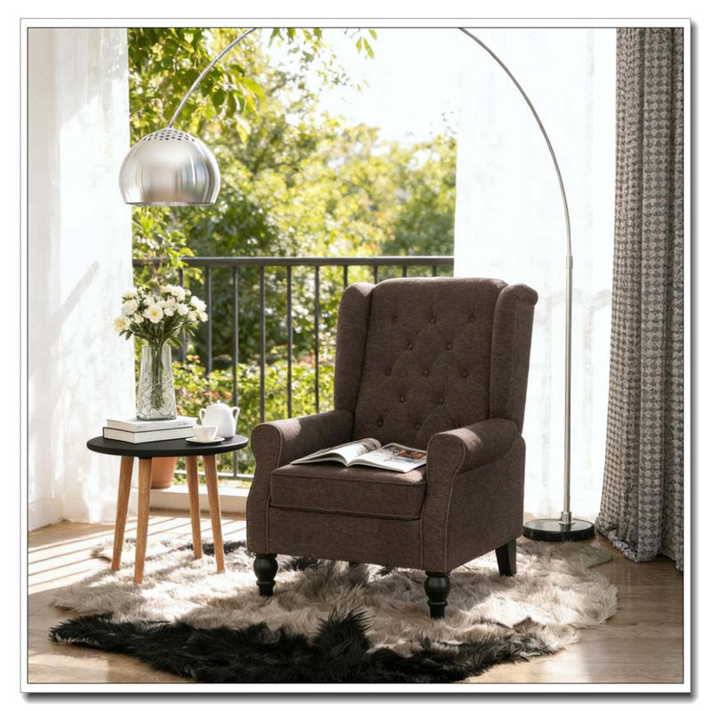 Méridienne capitonnée à boutons, fauteuil à oreilles