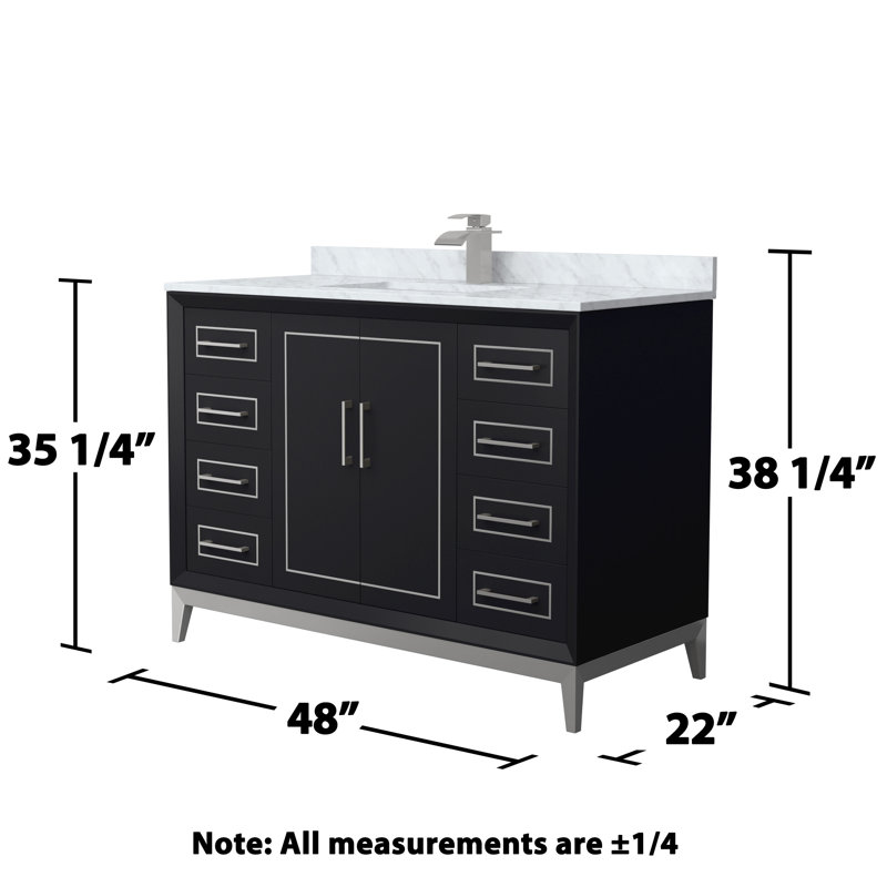 Ensemble de meuble-lavabo simple 48 po Marlena, Noir, Gris