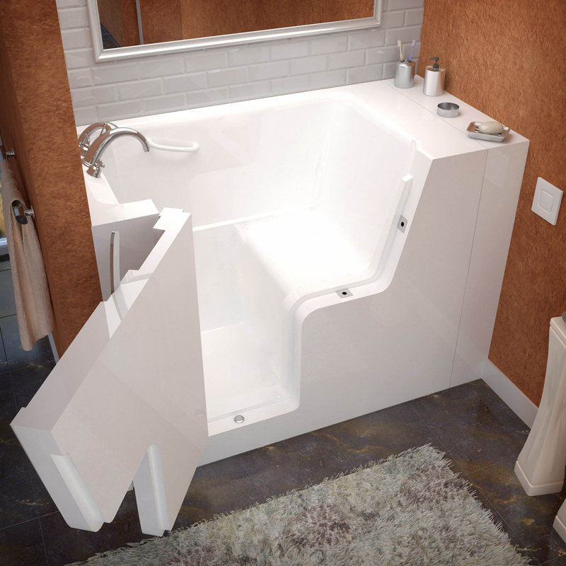 Mohave 53'' x 29'' Soaking Fiberglass Bathtub with Faucet, Left