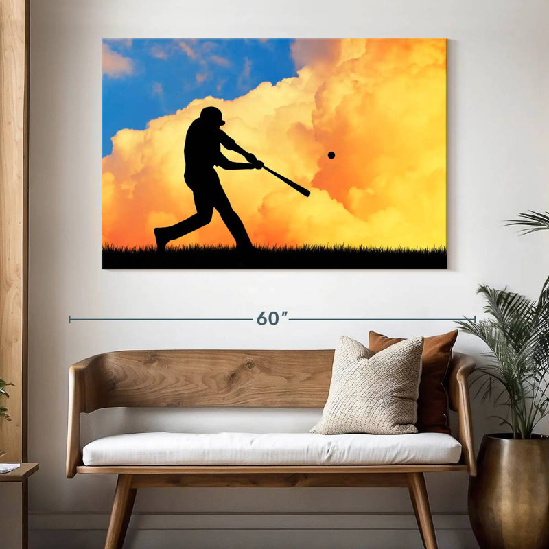 Baseball Sireci au coucher du soleil, H 34 po x l 51 po
