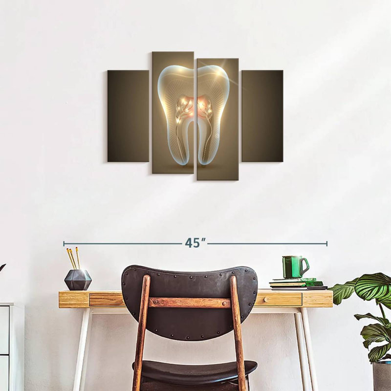 Ensemble de 4 pièces sur une toile brillante, H 22 po x l 36 po x P 1 po