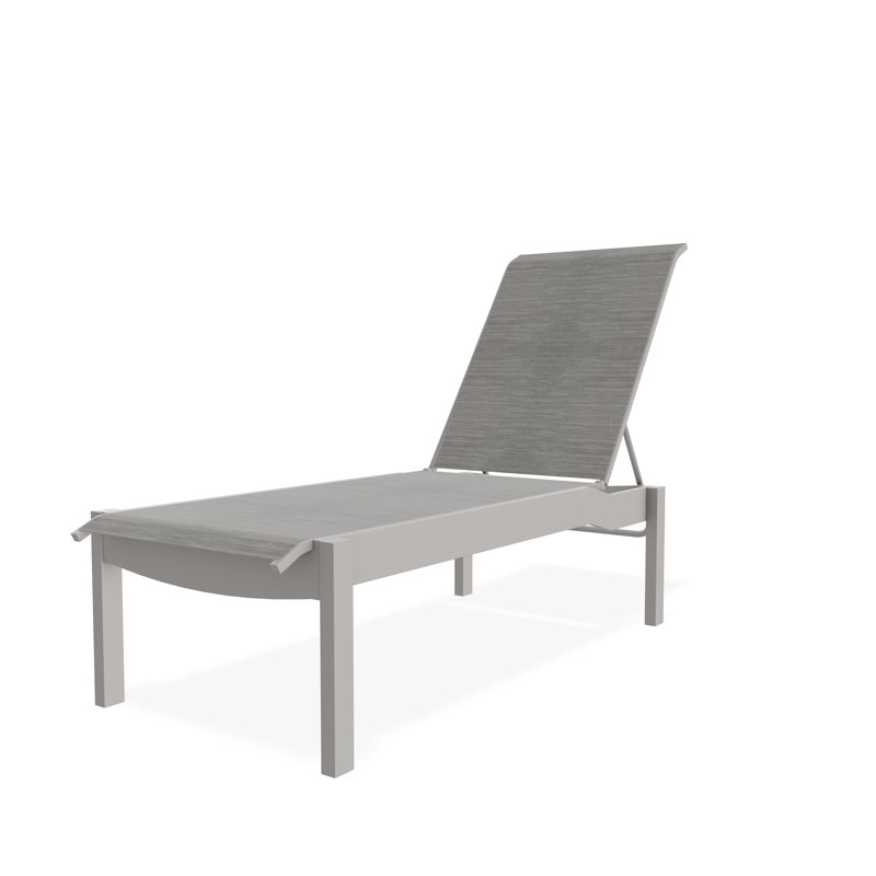 Chaise longue sans accoudoirs empilable en polymère avec accoudoirs Leeward, Port, Gris chaleureux