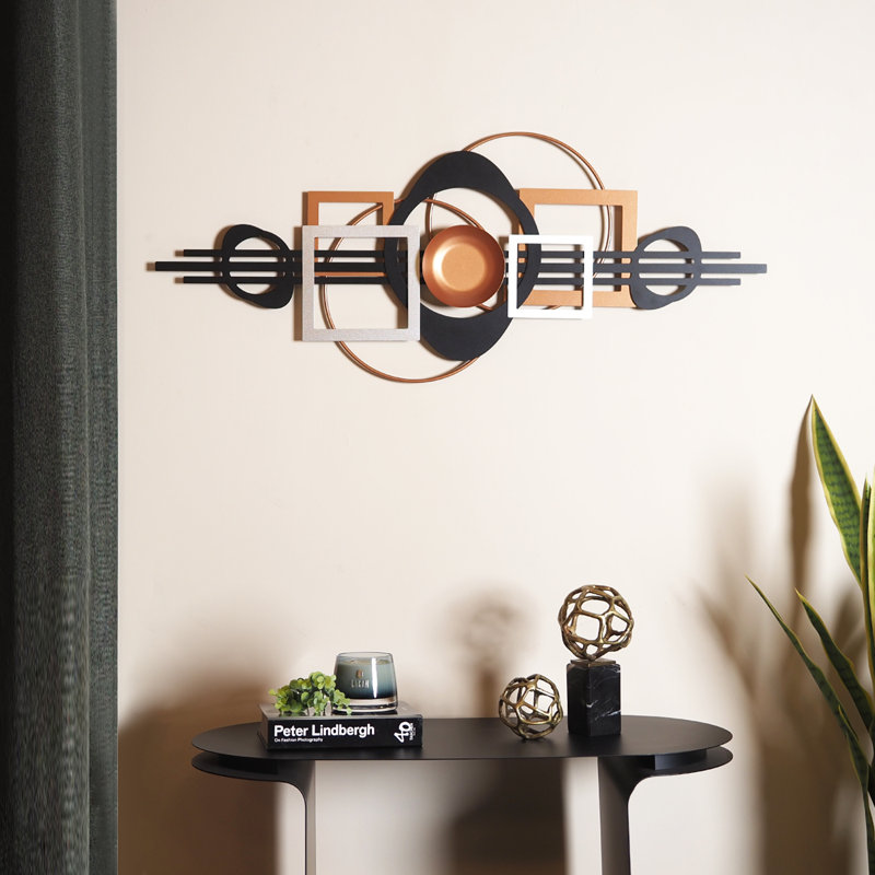 Harmony Geometric Black, Silver, and Copper Metal Wall Art