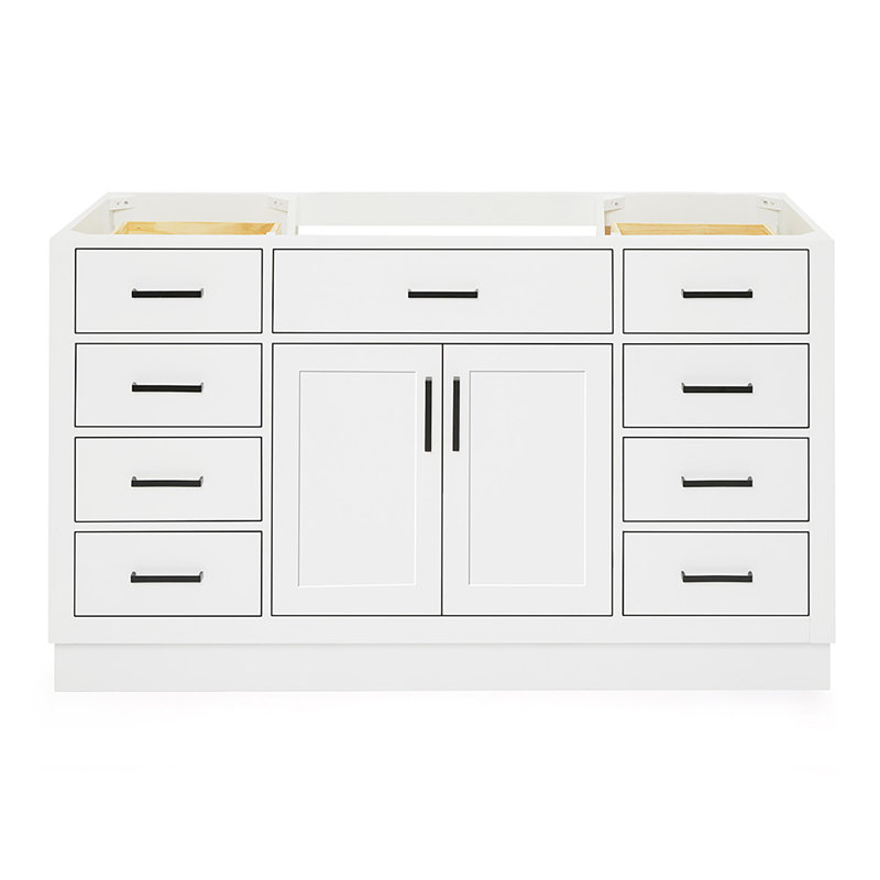 60" Single Sink Bathroom Vanity, Matte Black, White