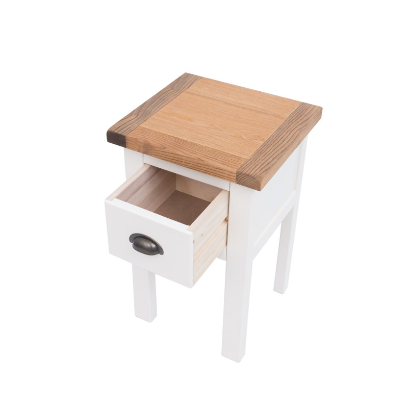 Hindsville 35 cm W Bedside Table, White/Walnut/Matte Black