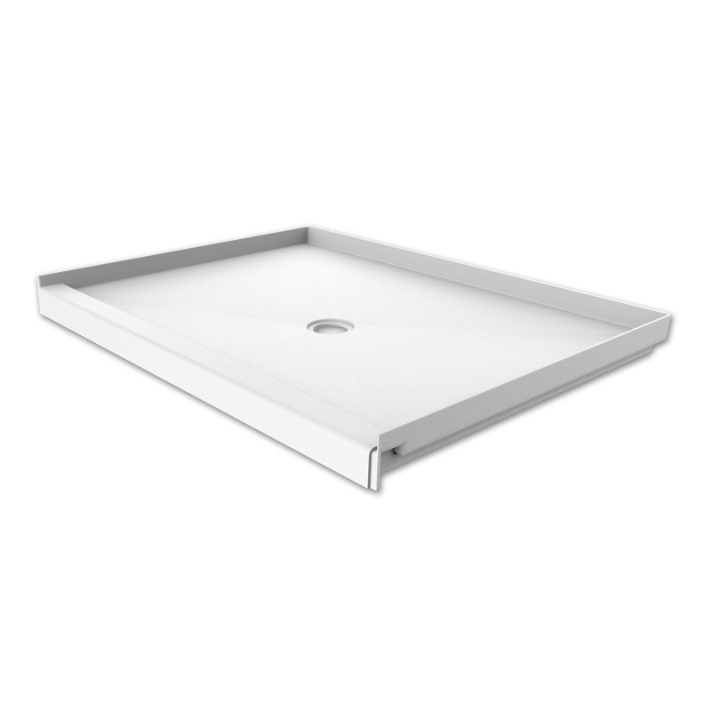 FlexStone® 48"W x 34"D Alcove Shower Base with Center Drain in White, White